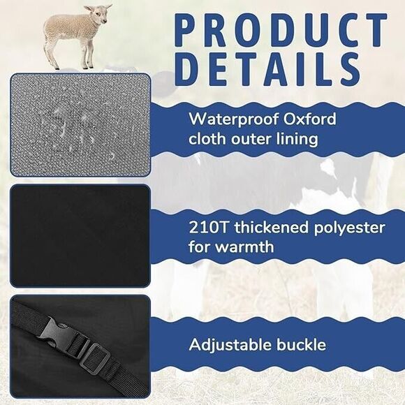 2 Pcs Goat Coats with Adjustable Belly Strap Goat Blankets Waterproof Windproof - Picture 3 of 7